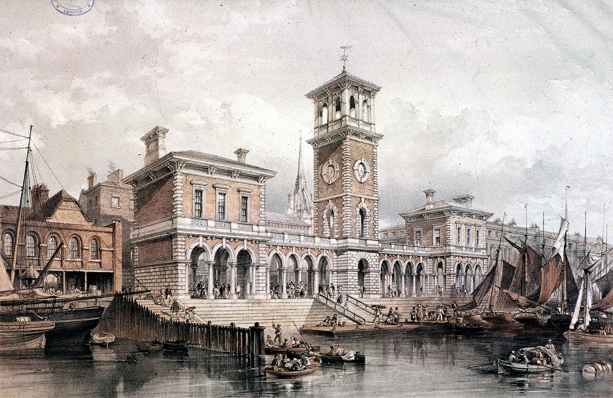 Billingsgate Wharf and Market, London, 1851 av George Hawkins