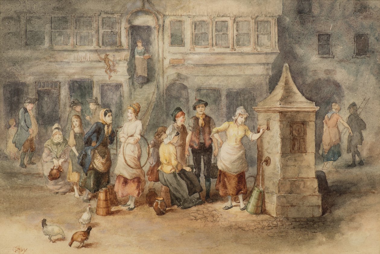 Brønnen (akvarell) av George Hay