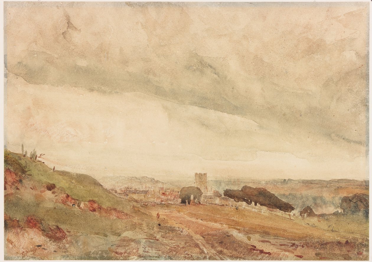 Richmond, Yorkshire (blyant og akvarell på papir (limt på kort)) av George Haydock Dodgson