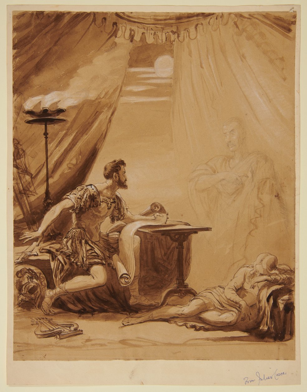 Scene fra Shakespeares «Julius Cæsar»: Cæsars gjenferd viser seg for Brutus av George Hayter