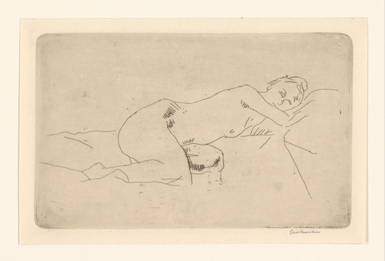 Liggende naken kvinne av George Hendrik Breitner (signed by artist)