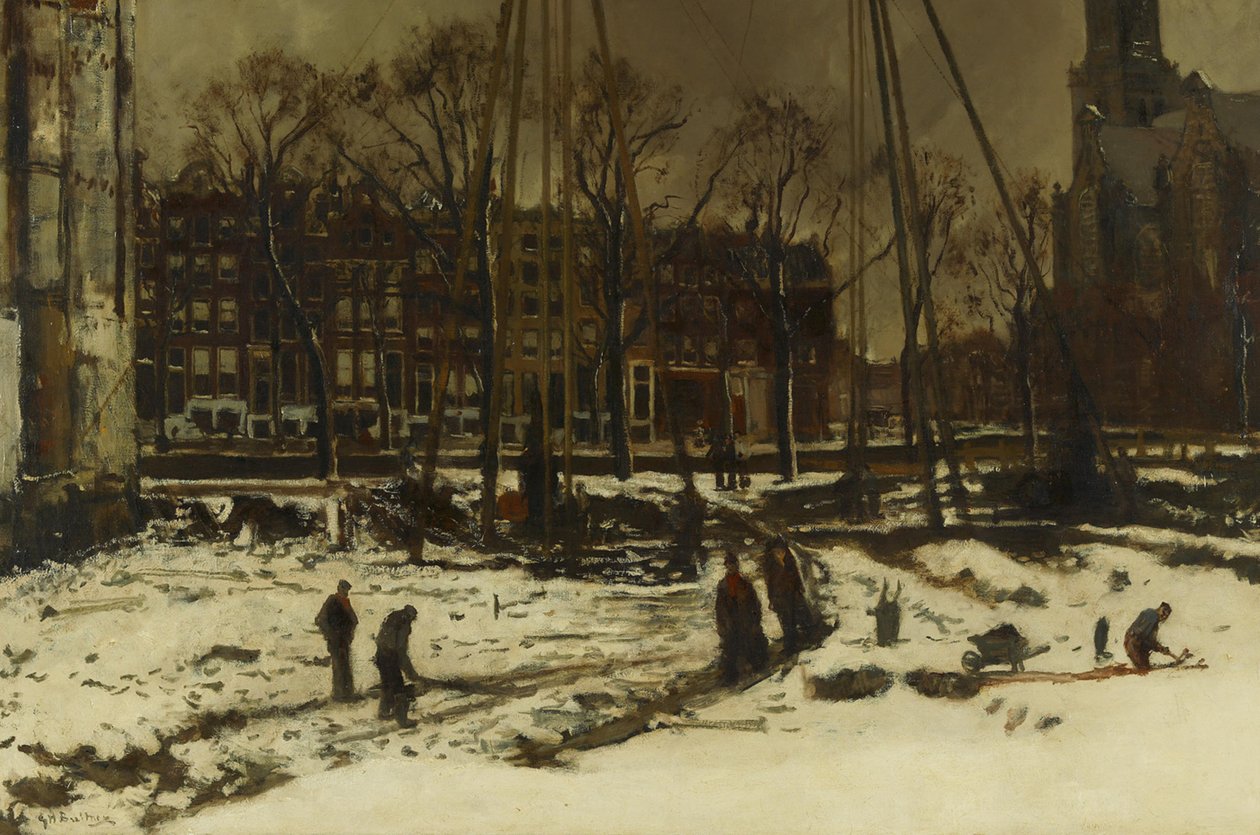 Gjennomfart i Raadhuisstraat om vinteren av George Hendrik Breitner