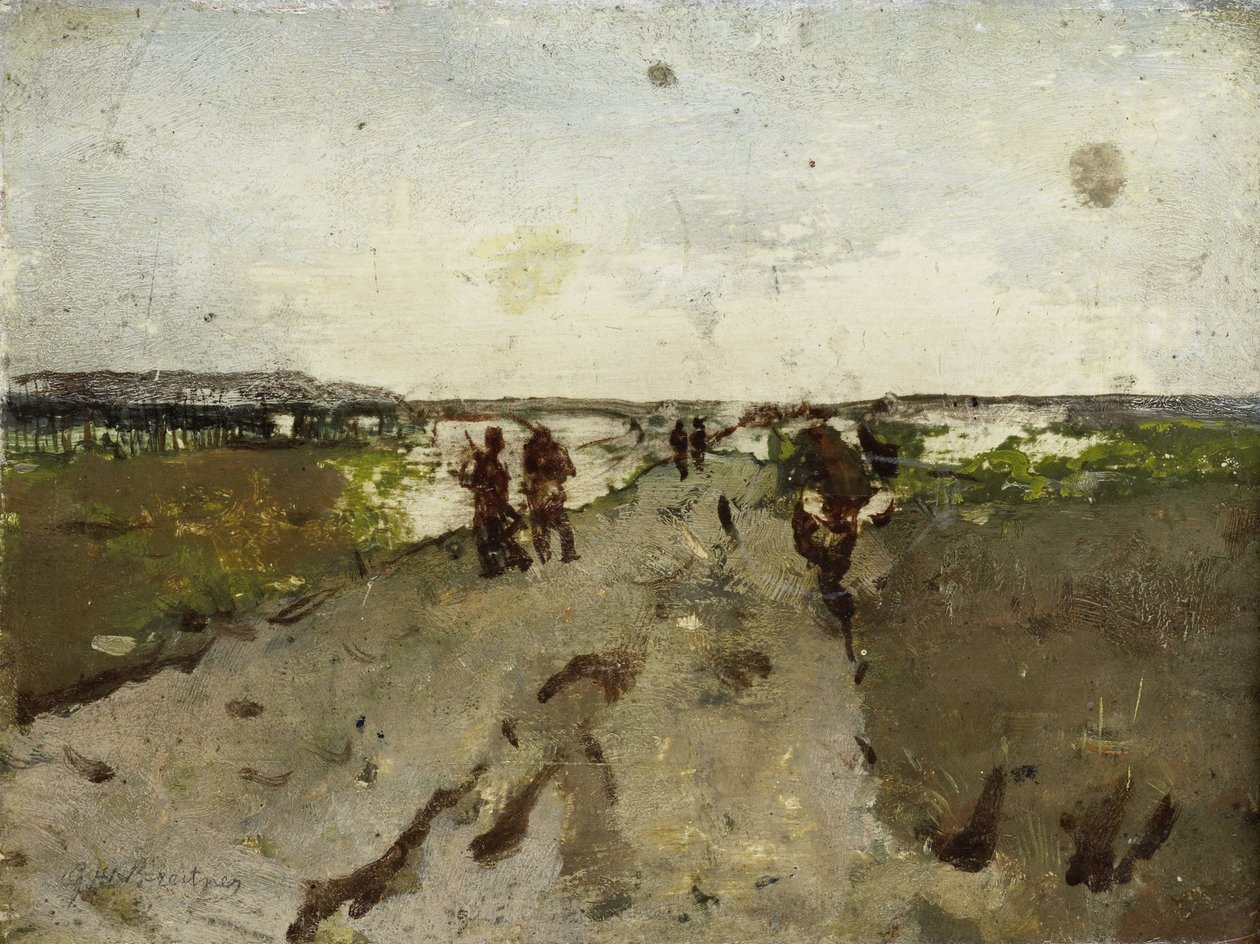 Landskap nær Waalsdorp, med Soldiers on Maneuver av George Hendrik Breitner
