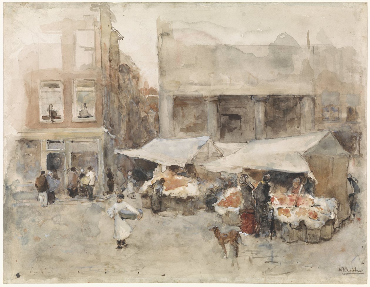 Marked med blomsterboder av George Hendrik Breitner