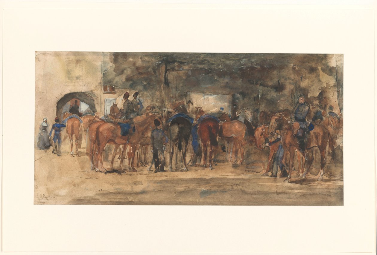 Hvilende kavaleri på et torg av George Hendrik Breitner