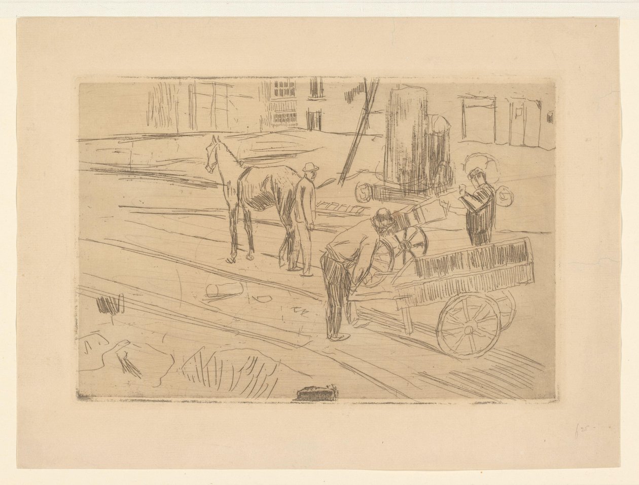 Arbeid på byggeplassen Sint Agnietenstraat i Amsterdam av George Hendrik Breitner