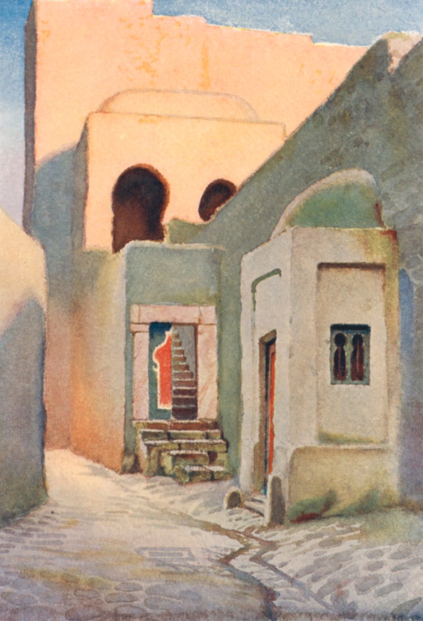 Et gatehelligdom i Tunis (fargelitografi) av George Henry Benton Fletcher