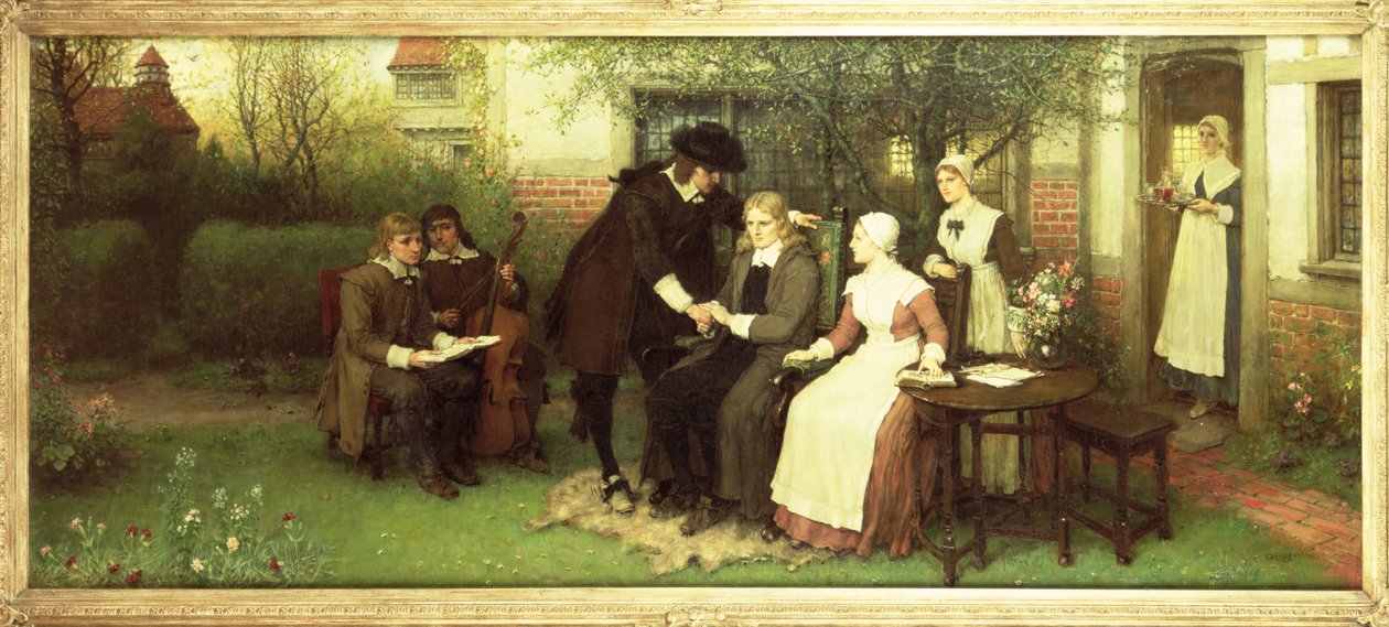 Andrew Marvell (1621-78) på besøk til sin venn John Milton (1608-74) av George Henry Boughton