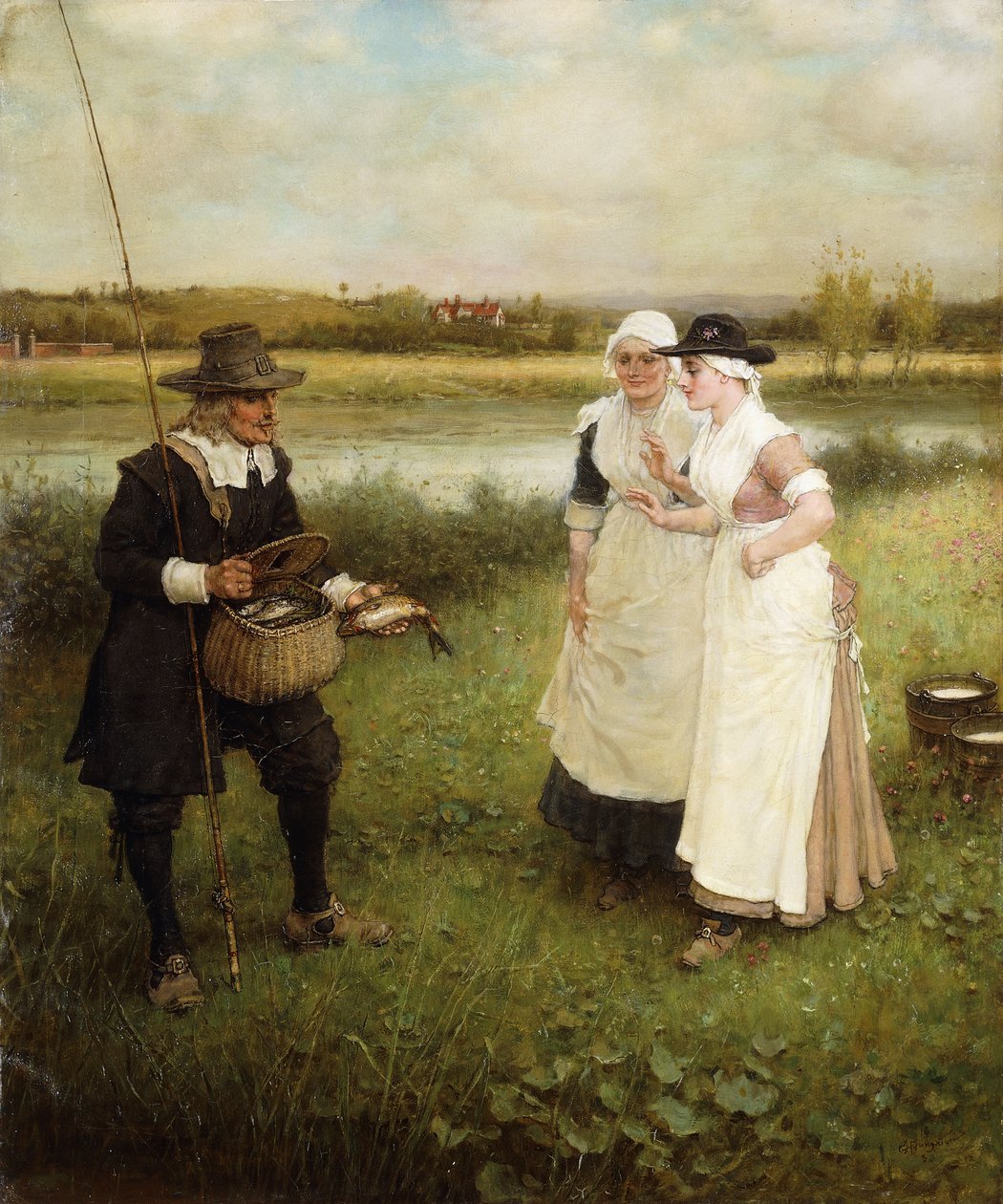 Isaac Walton and the Milkmaids, 1888 av George Henry Boughton