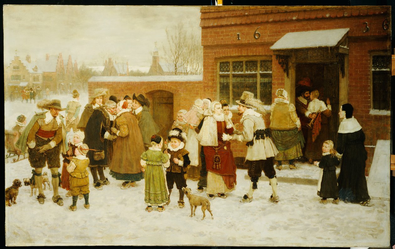 nyttårsdag, New Amsterdam, 1876 av George Henry Boughton