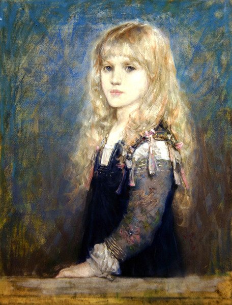 Portrett av Esme Robb (farget kritt på papir) (se også 350756) av George Henry Boughton