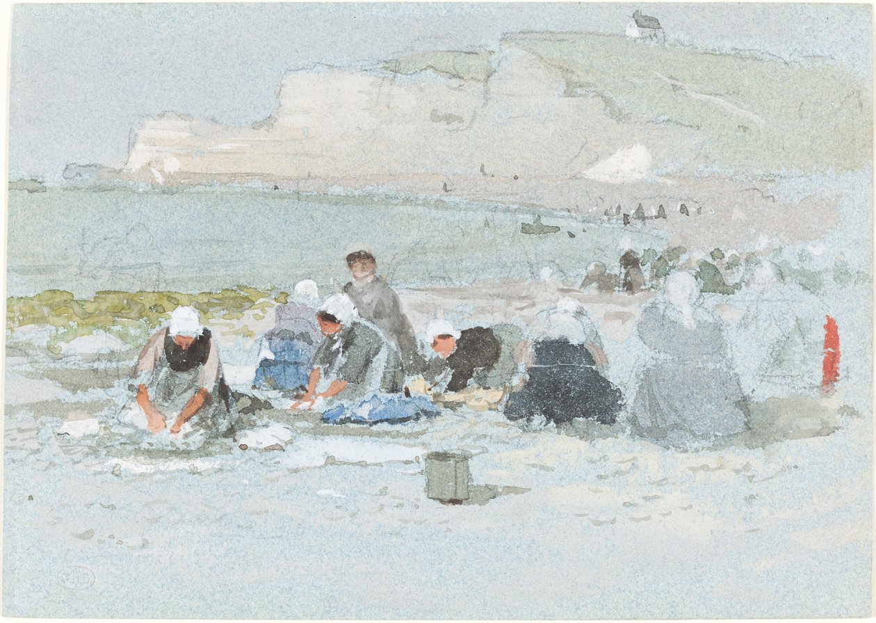 Vaskedamer på stranden ved Etretat av George Henry Boughton