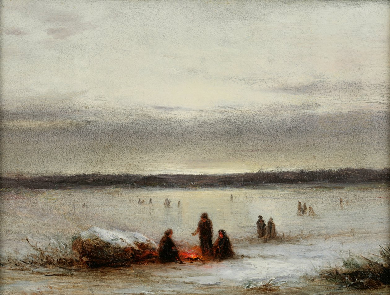 Vinterscene (olje på papp) av George Henry Boughton