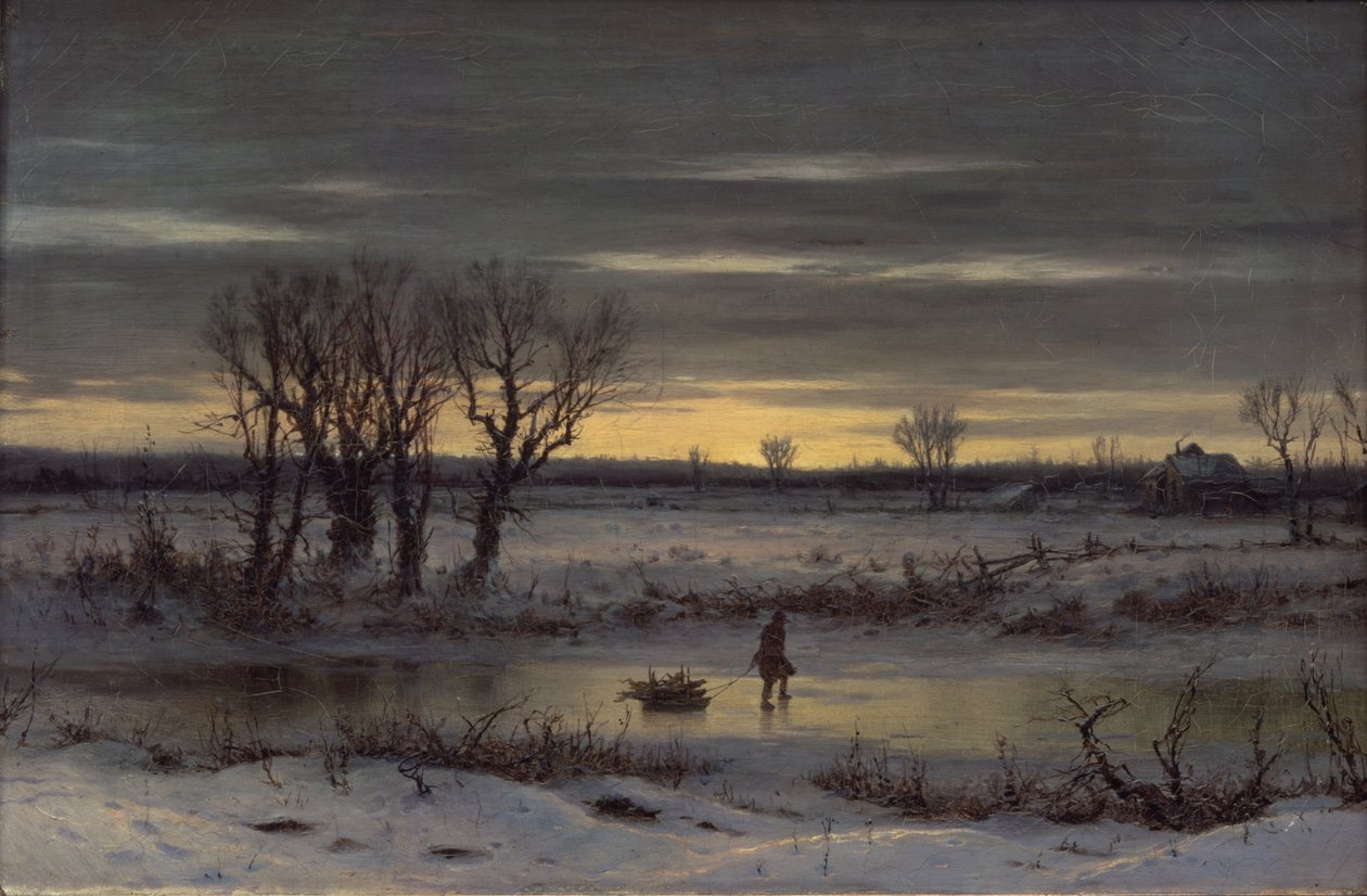 Winter Twilight nær Albany, 1858 (olje på lin) av George Henry Boughton