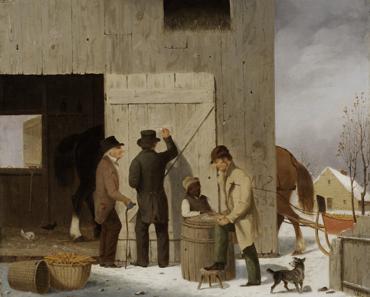Selge mais, betale regningen, 1852 (olje på tre) av George Henry Durrie