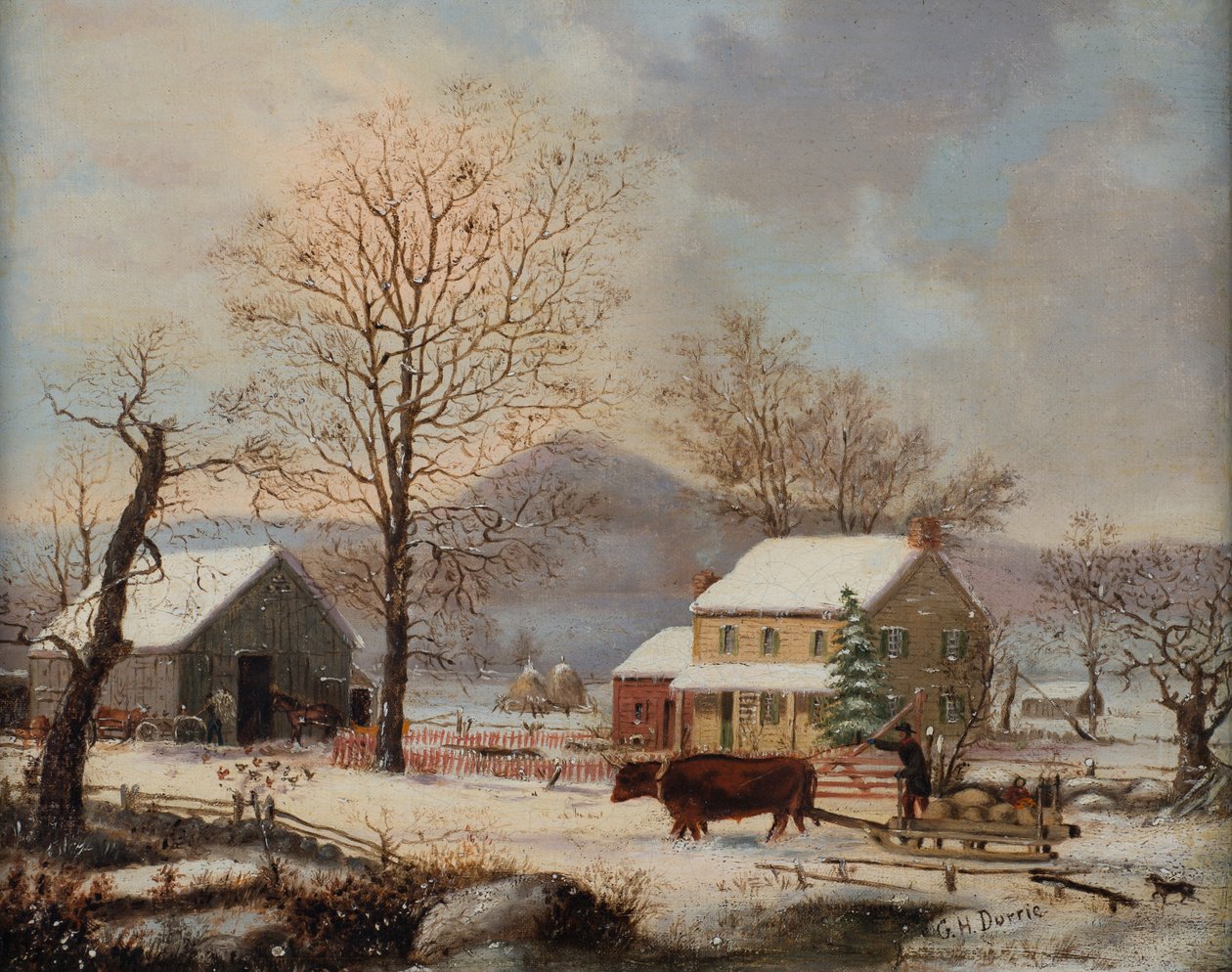 Vinterscene, 1830-60 av George Henry Durrie