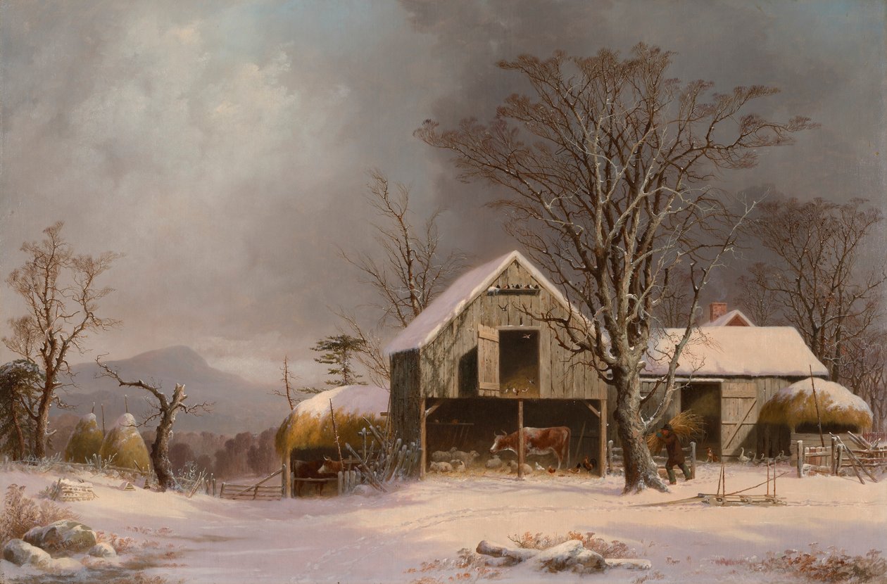 Vinterscene i New England av George Henry Durrie