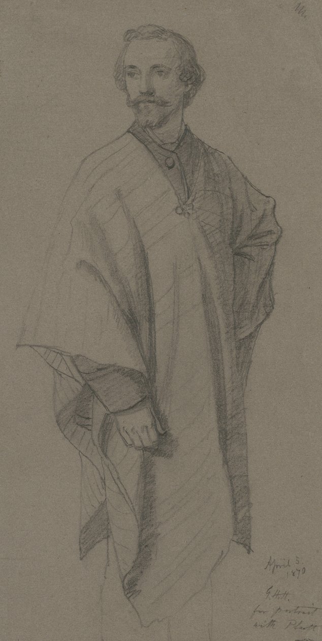 Selvportrett, 1870 (grafitt på brunt vevd papir) av George Henry Hall