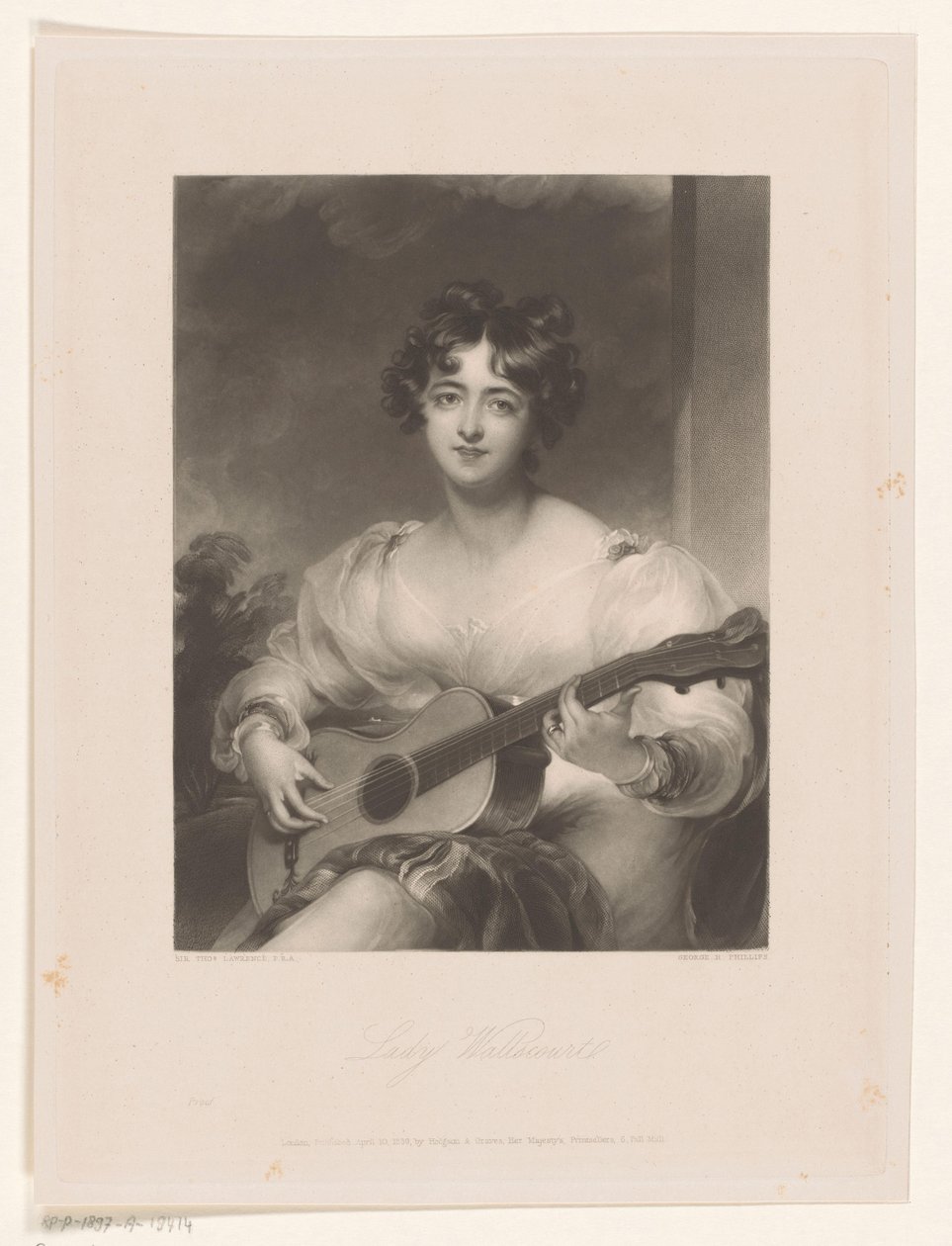 Portrett av Elizabeth Black Lady Wallscourt (tittel på objekt) av George Henry Phillips