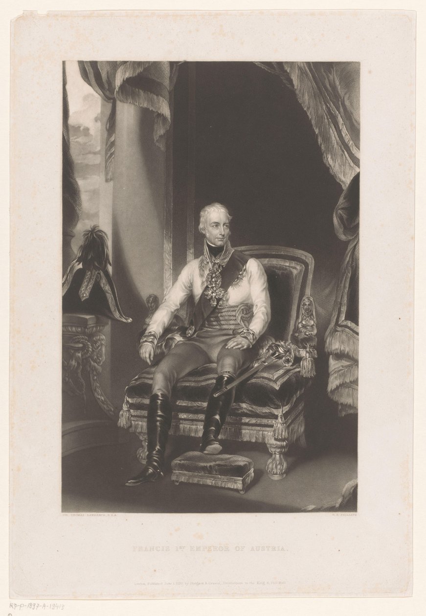 Portrett av Francis II Josef Karel, romersk-tysk keiser Frans 1. keiser av Østerrike (tittel på objekt) av George Henry Phillips