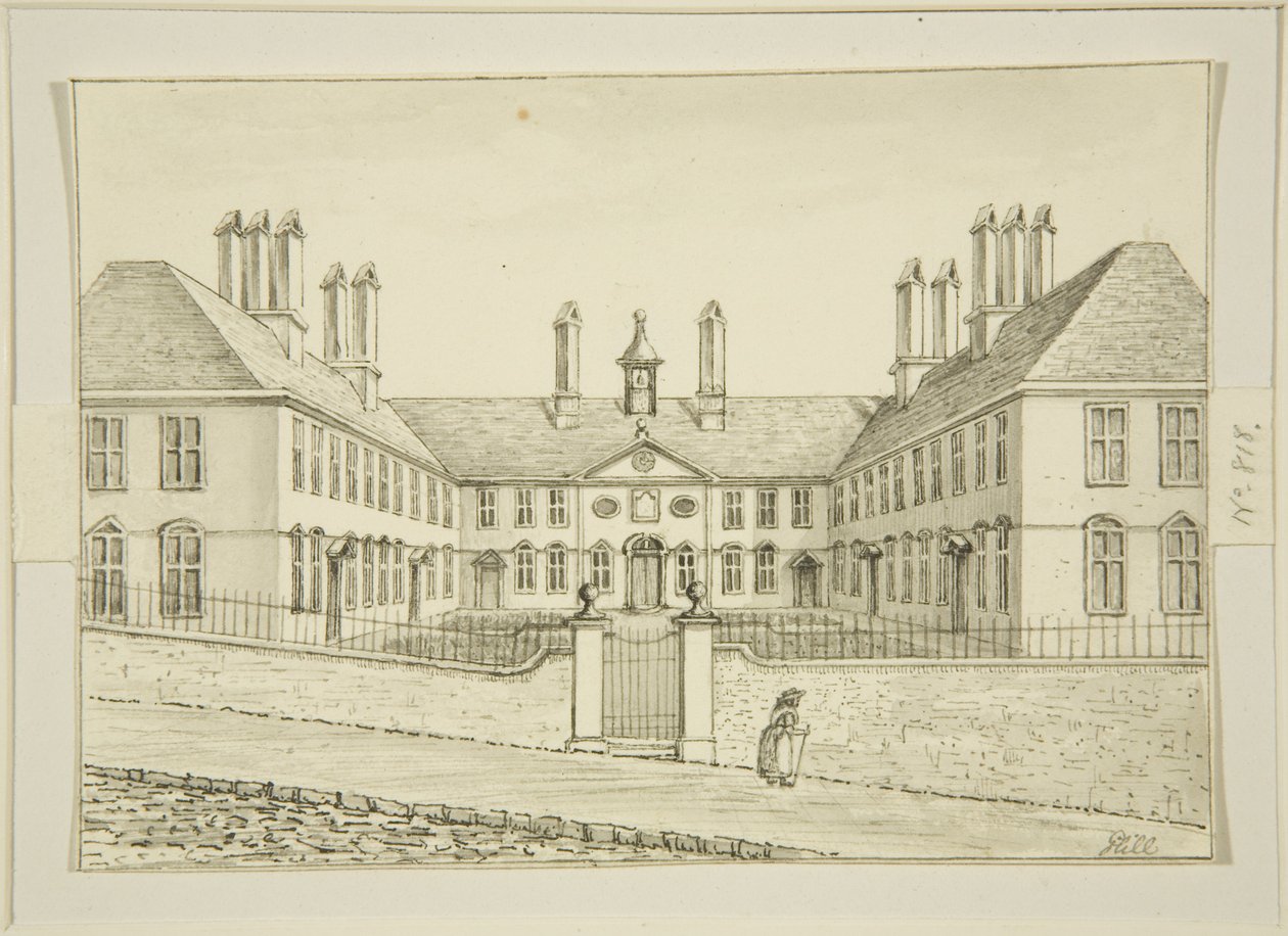 Colston's Almshouses, St Michael's Hill (blyant og akvarell på papir) av George Hill