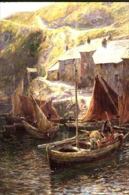 Fiskebåter, Polperro, Cornwall av George Hillyard Swinstead