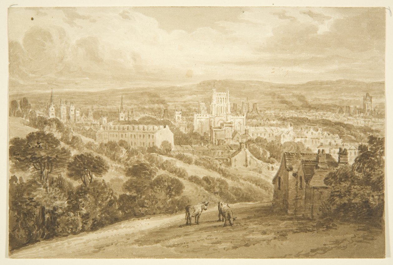 Bristol fra Clifton Wood (blyant og akvarell på papir) av George Holmes