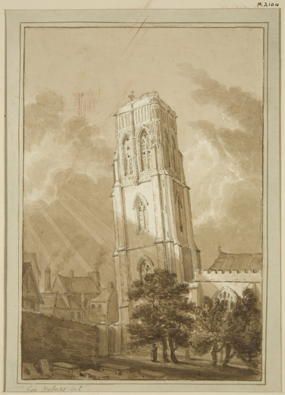 Temple Church (blyant og akvarell på papir) av George Holmes