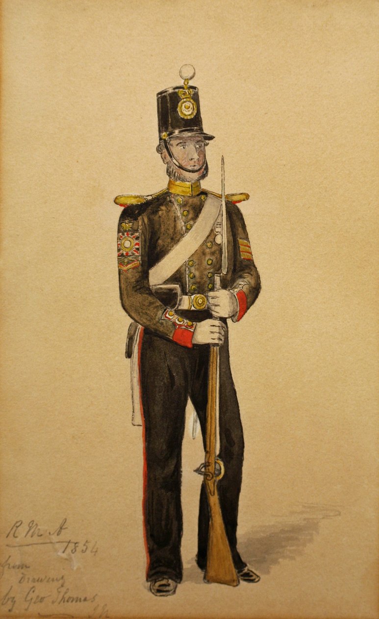 Fargesersjant for Royal Marine Artillery, 1854 (wc på papir) av George Housman Thomas