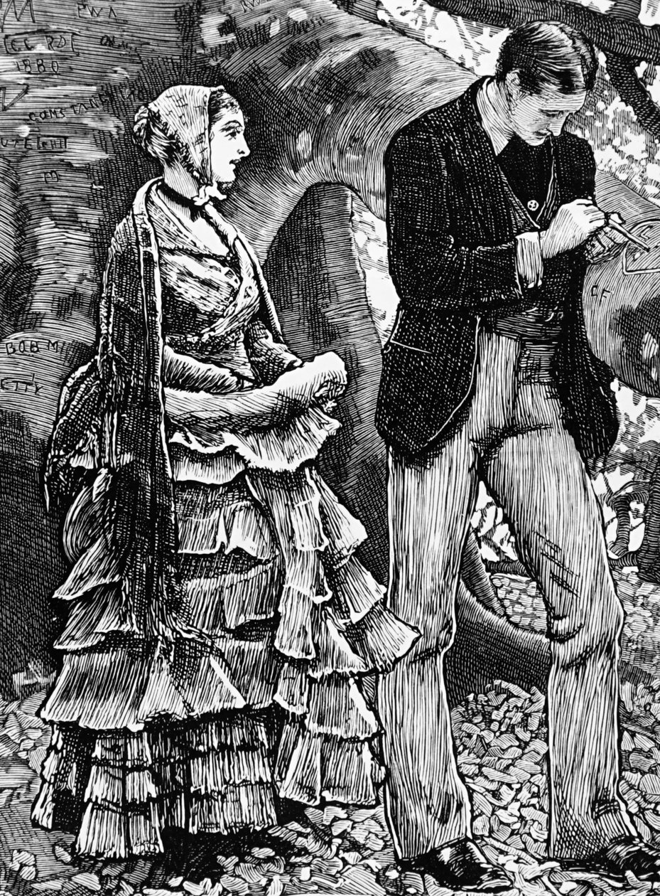 Illustrasjon som viser en kvinne som nekter et frieri fra en mann av George Housman Thomas