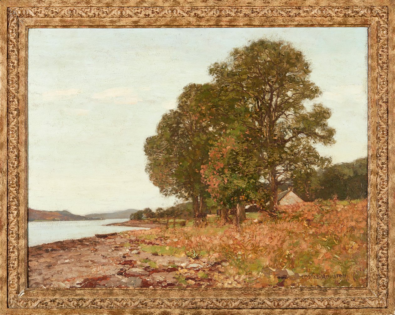 By the Edge of the Loch, Autumn (olje på lerret) av George Houston