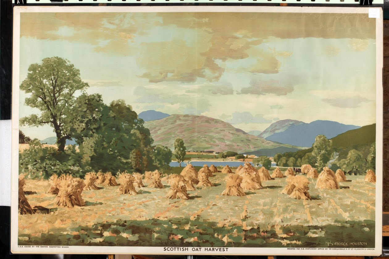 Scottish Oat Harvest, fra serien 'Home Countries First' (farge litho) av George Houston