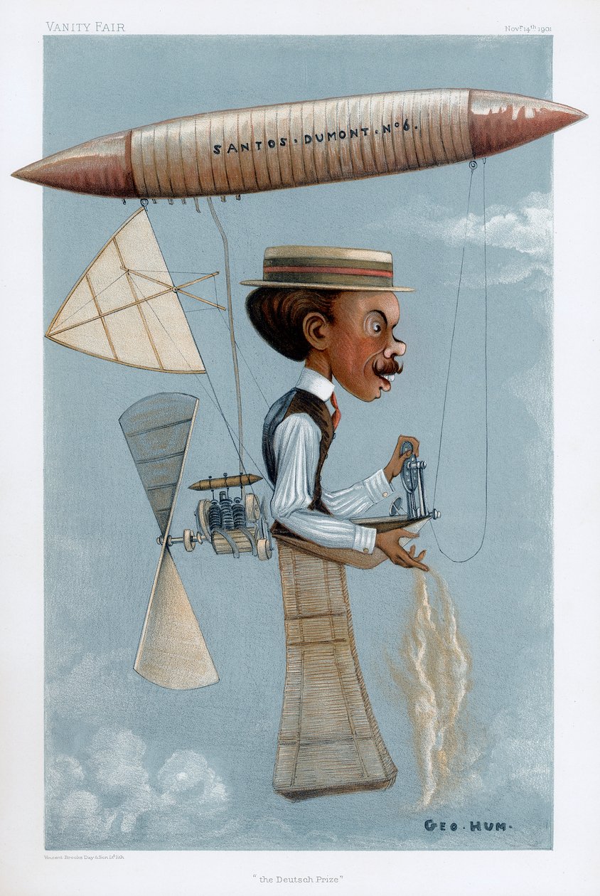 Alberto Santos-Dumont , brasiliansk luftfartspioner, 1901 av George Hum