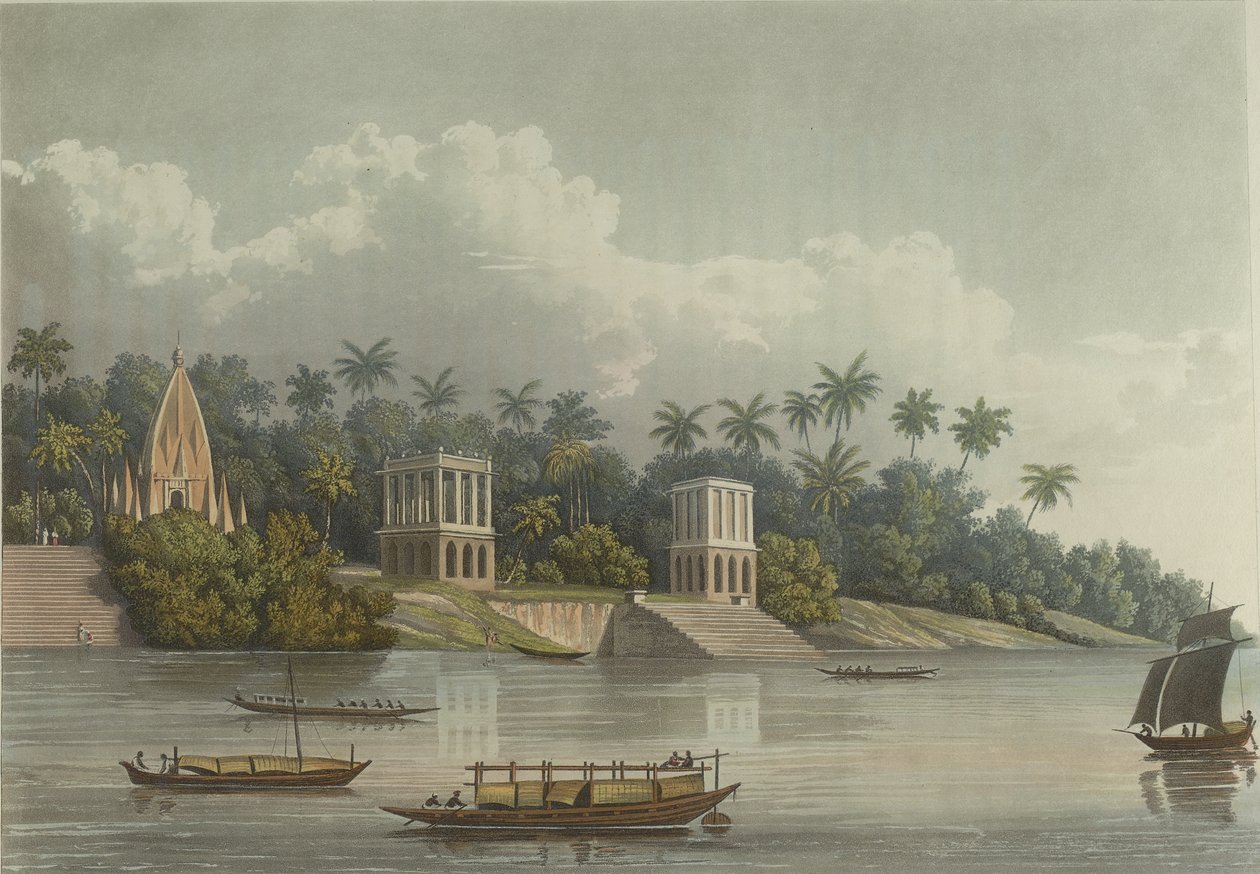 Hindoo Pagodas under Barrackpore på Ganges av George Hunt