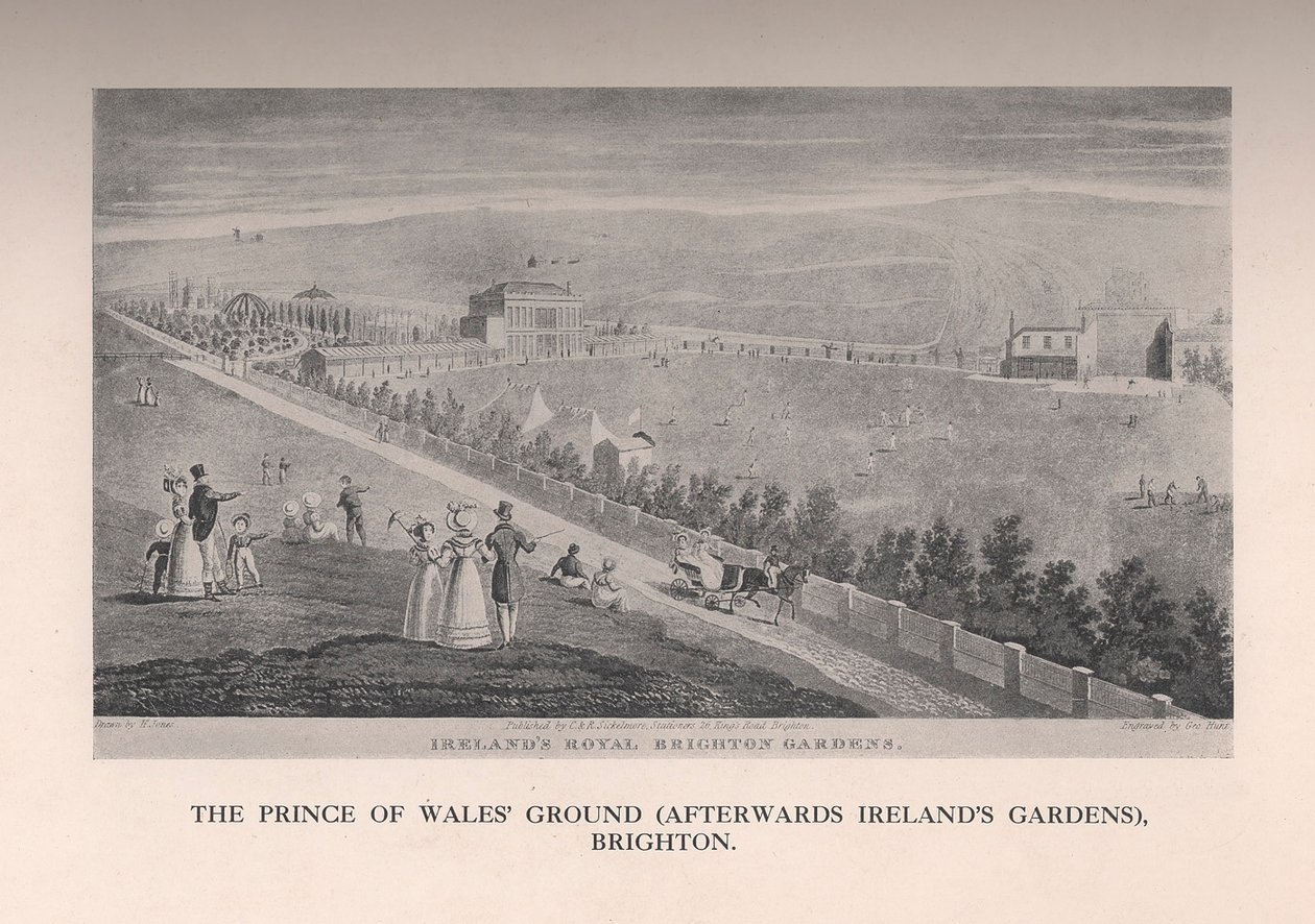 Prince of Wales Ground etterpå Irelands Gardens, Brighton, Sussex, 1800-tallet 1912 av George Hunt