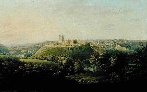 En omfattende utsikt over Richmond, Yorkshire (olje på lerret) av George I Cuitt