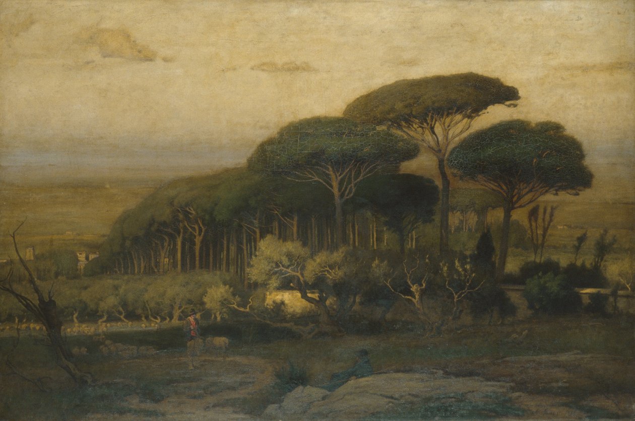 Furulund ved Villa Barberini av George Inness
