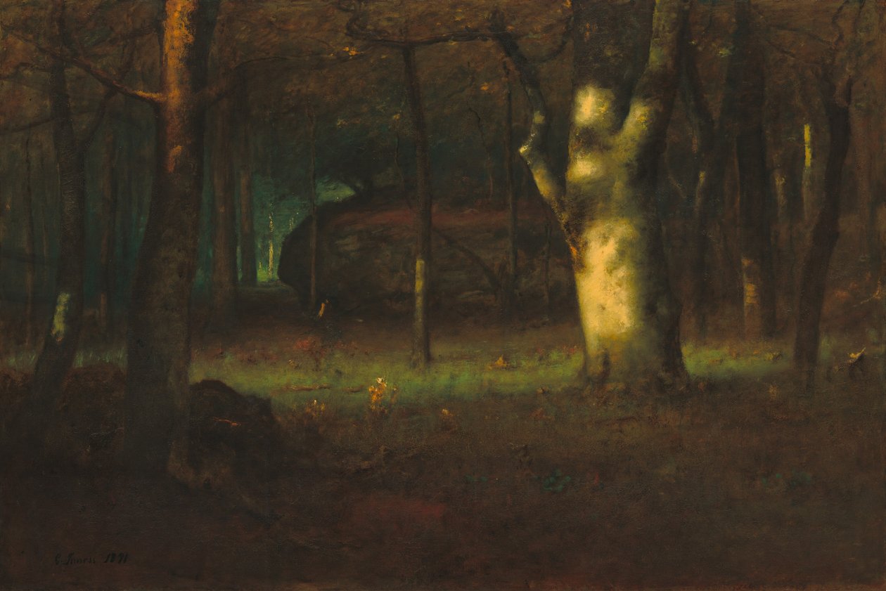 Solnedgang i skogen av George Inness
