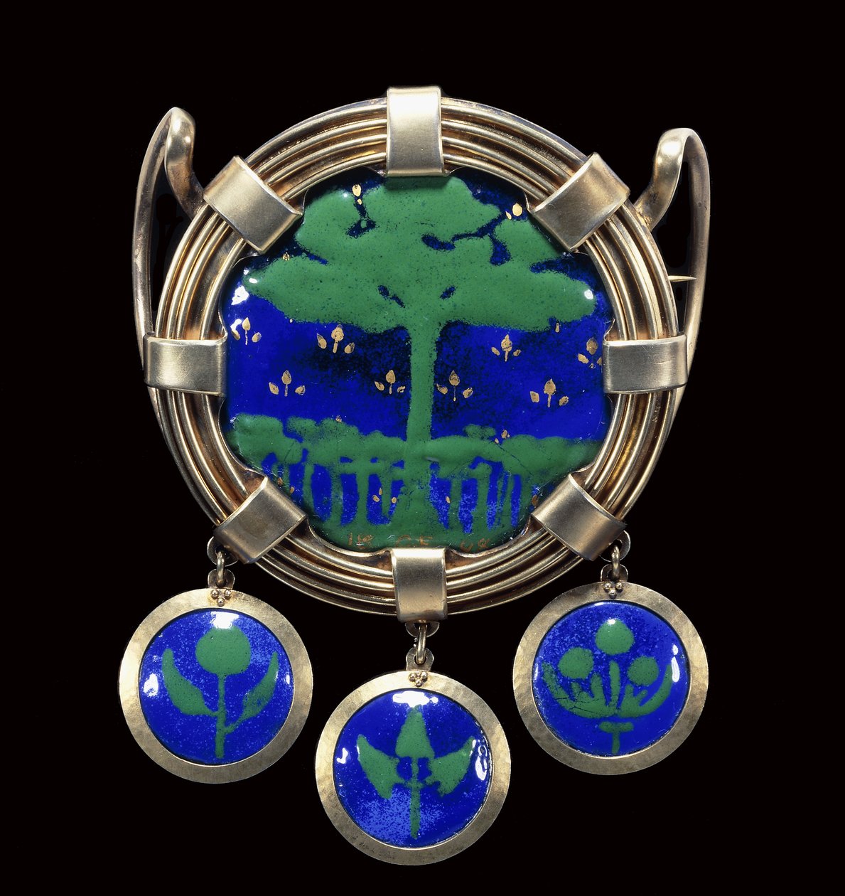 En stor forgylt og emalje ornament av George James Frampton