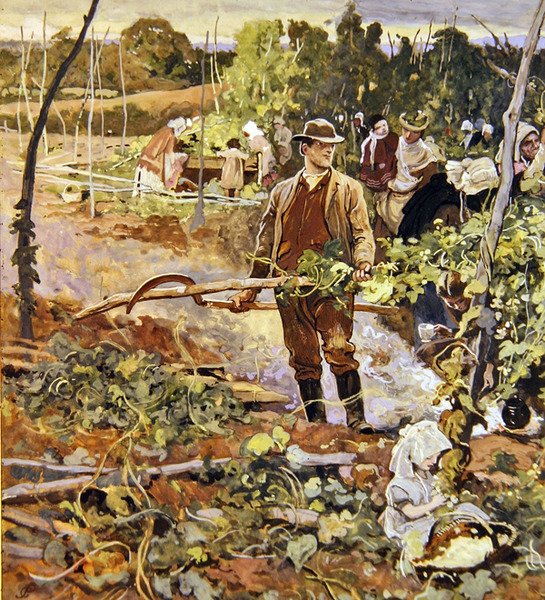 The Gleaners (blyant og akvarell på papir) av George John Pinwell