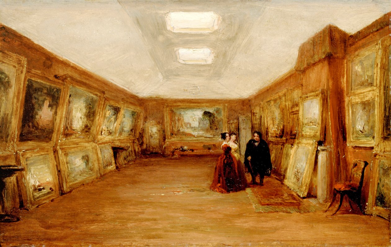 Interiør i Turner's Gallery: Kunstneren som viser verkene sine, etter 1851 av George Jones