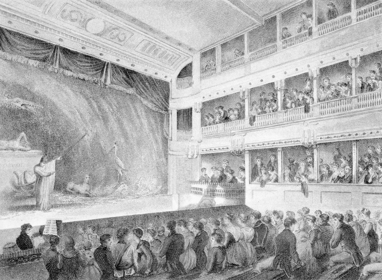 Interiør av Little Theatre, Haymarket i London, 1815 av George Jones