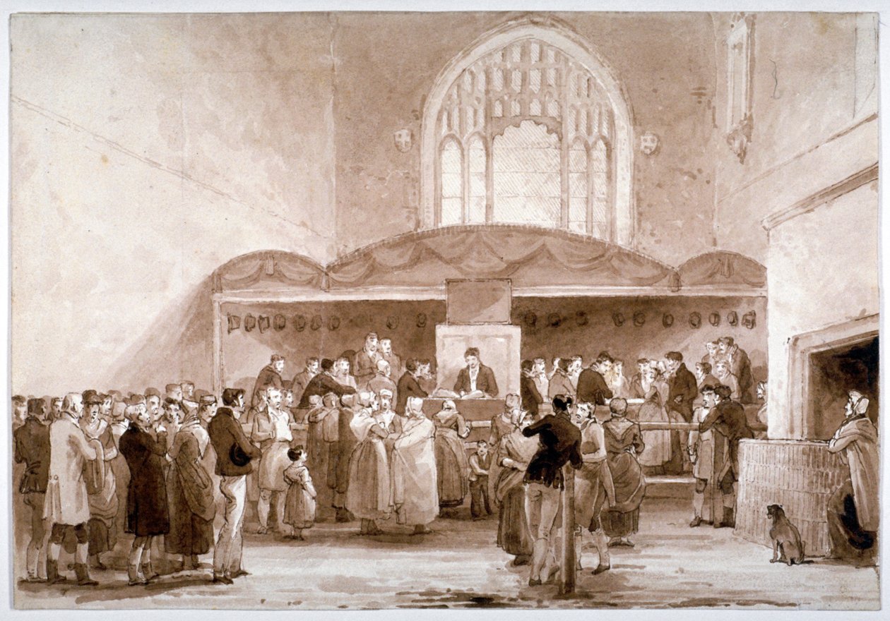Innvendig utsikt over Guildhall Chapel, City of London, 1817 av George Jones