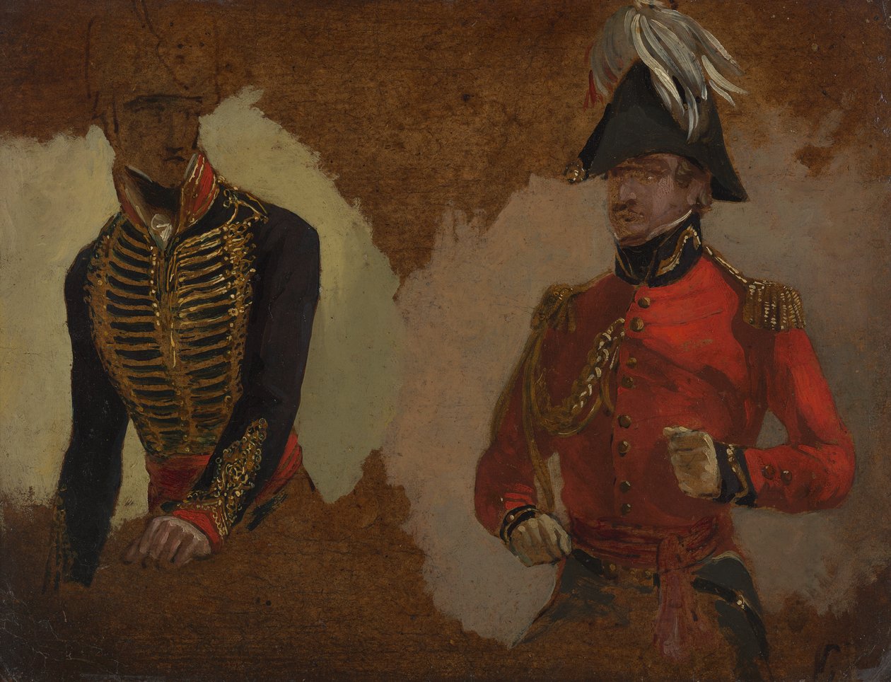 Studier av Royal Horse Artillery Uniform, og av en ADC til øverstkommanderende: en studie for 'The Battle of Waterloo' av George Jones