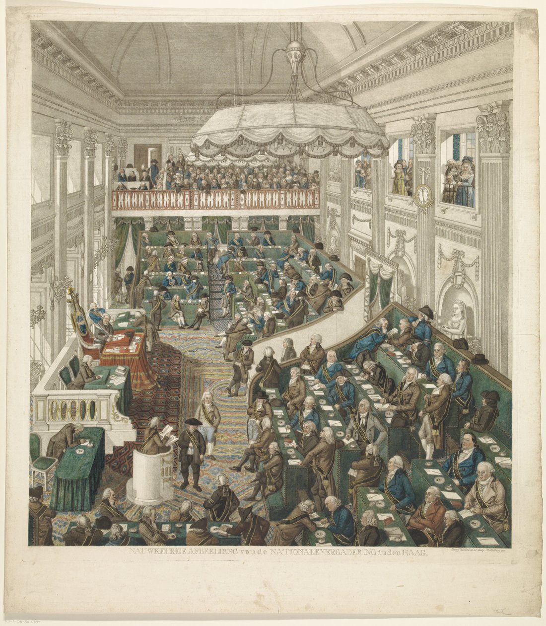 Første nasjonalforsamling i Haag, 1796 Nøyaktig skildring av nasjonalforsamlingen i Haag (tittel på objekt) av George Kockers