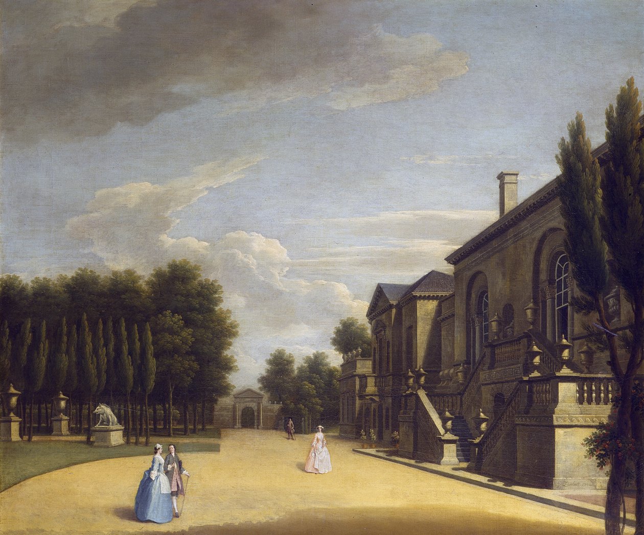 Utsikt over Chiswick Villa fra baksiden til Inigo Jones-porten av George Lambert