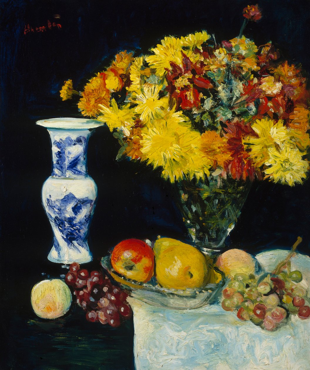 Blomster i en vase og frukt, ca. 1897-1931 (olje på lerret) av George Leslie Hunter