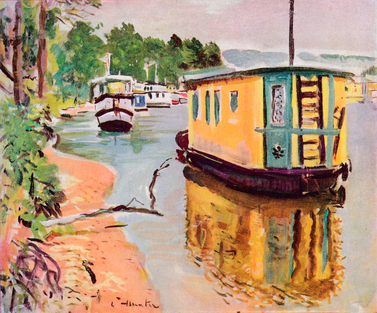 Husbåter, Loch Lomond, c1924 av George Leslie Hunter
