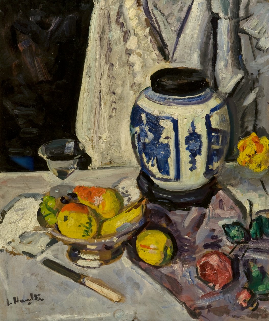 The Big Ginger Jar, ca. 1920-tallet (olje om bord) av George Leslie Hunter