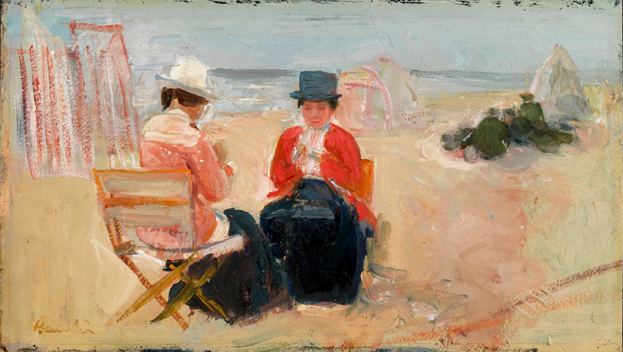 The Red Jacket, ca. 1910-14 (olje på kvernbrett) av George Leslie Hunter